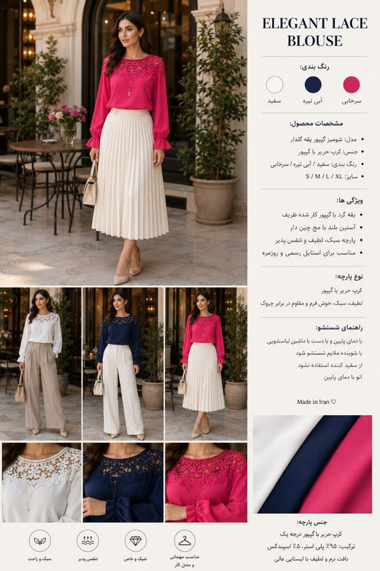 شومیز یقه گیپوری